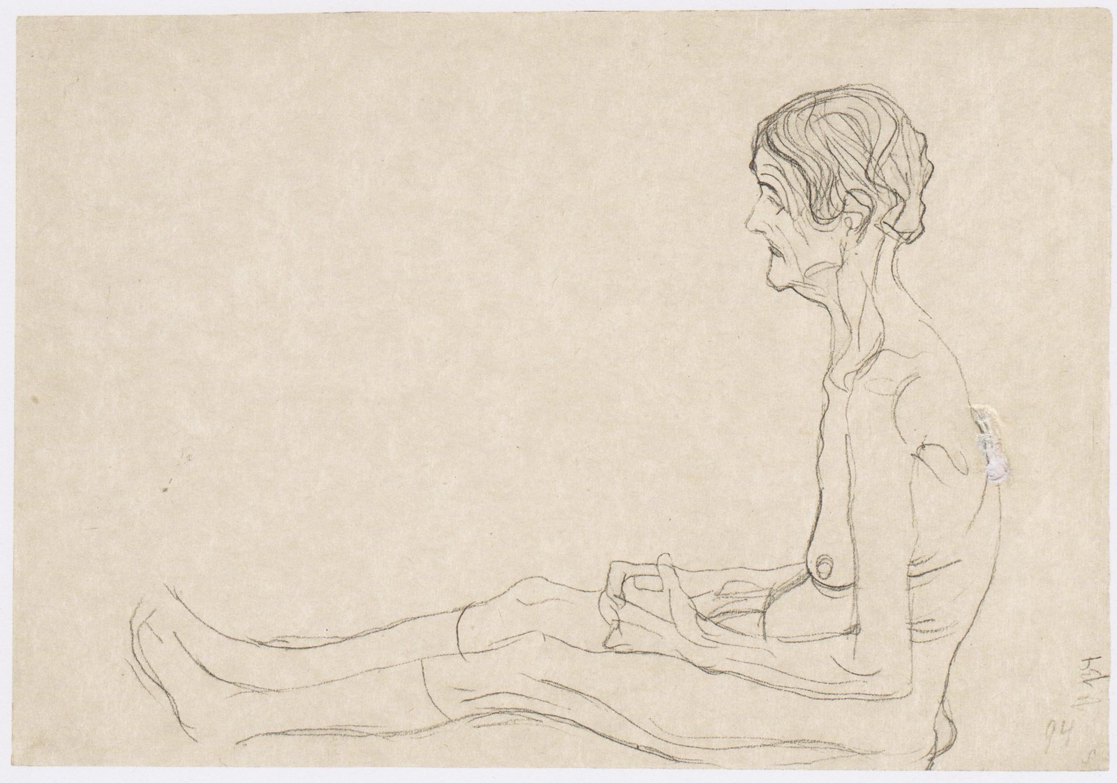 Drawings - Sitzende alte Frau nach links