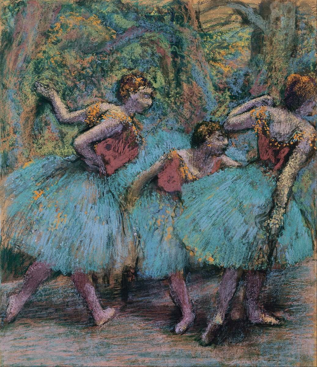 Dancers (78) - Three Dancers (Blue Tutus, Red Bodices)