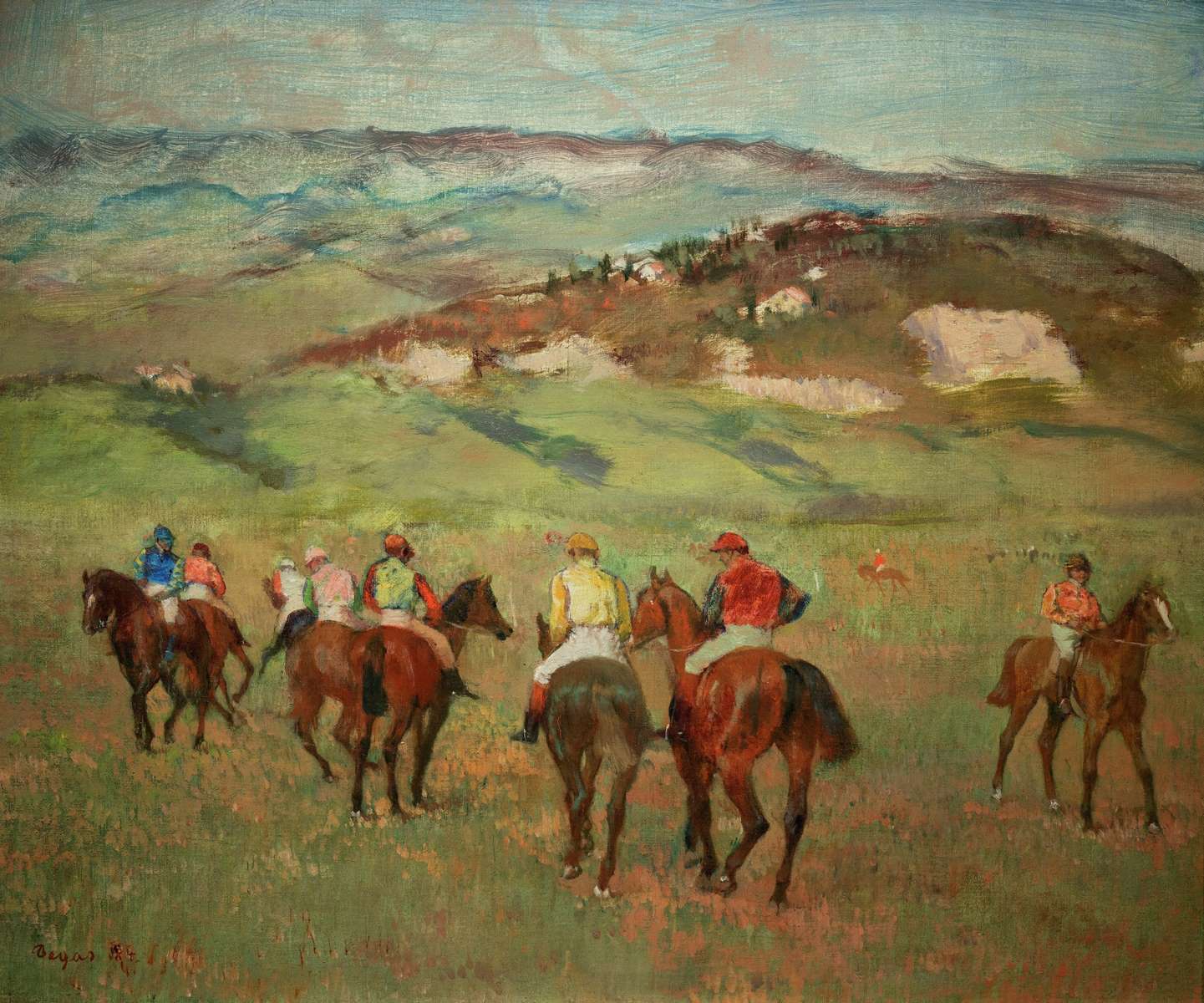 Jockeys on Horseback before Distant Hills, 1884