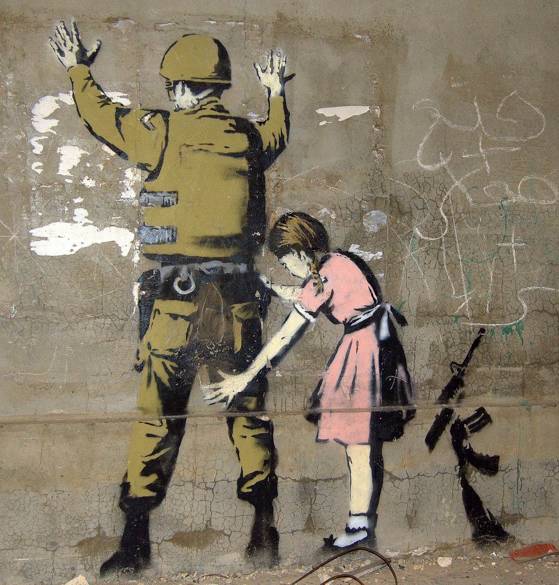 Girl with Soldier (2) Graffiti in Bethlehem Ebde