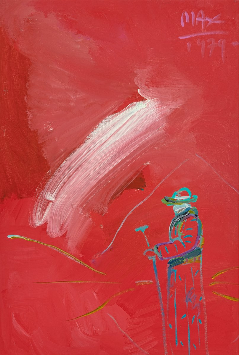 Red Composition with Blue Figure