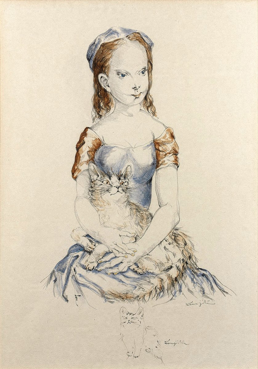 Girl (73) with cat