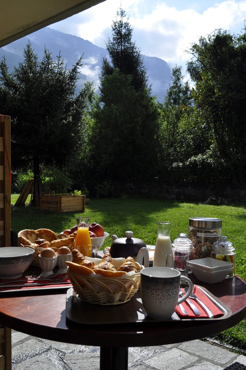 Le jardin, les montagnes, le soleil...