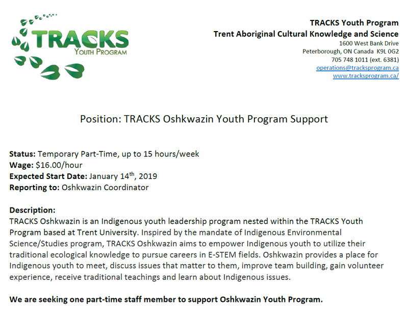 Application closed: TRACKS Oshkwazin Youth Program Support