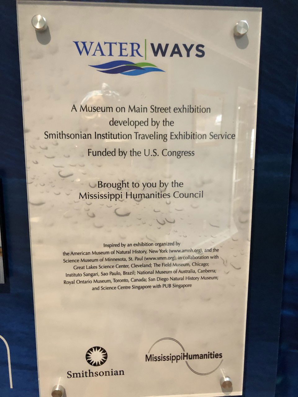 Smithsonian Travelling Waterways Exhibit (March 2, 2019)