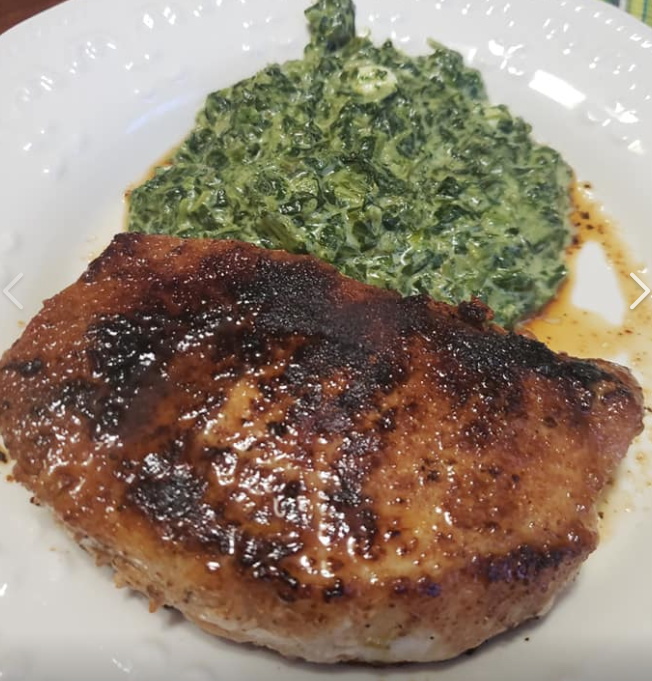 Pork Chops + Cream Spinach