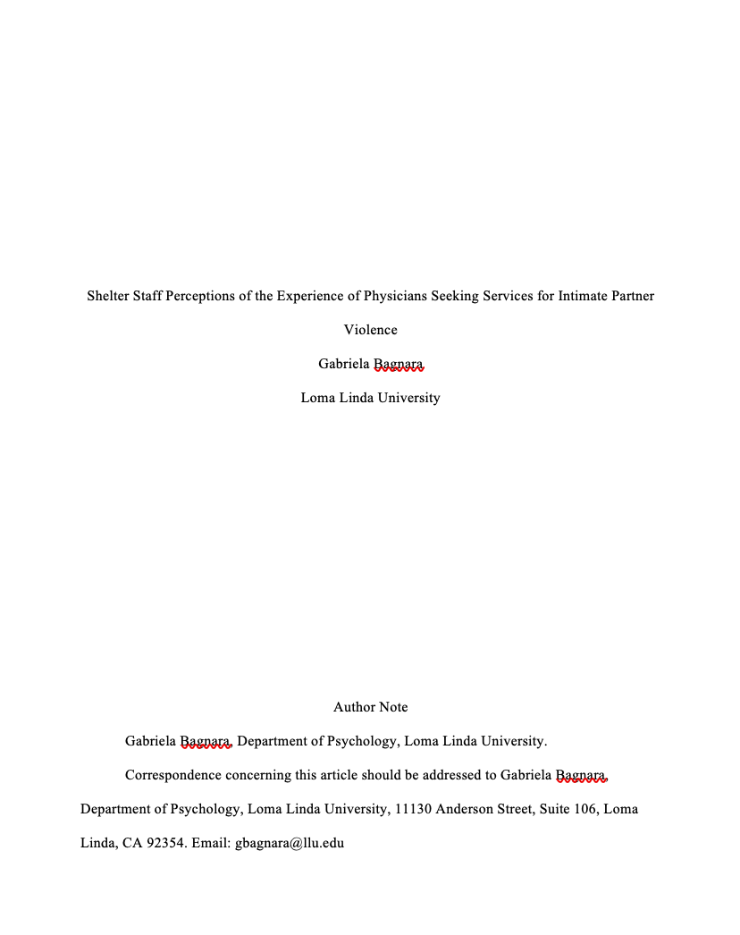 Shelter Staff Perceptions of the Experience of Physicians Seeking Services for Intimate Partner Violence