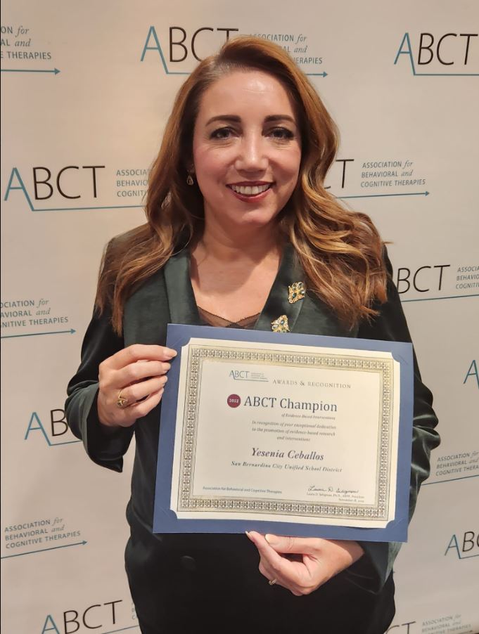 Yesenia Ceballos received ABCT mental health champion award