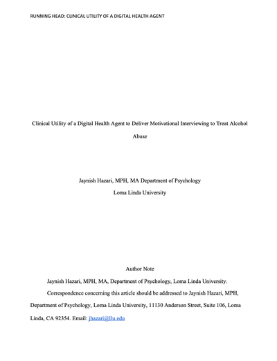 Clinical Utility of a Digital Health Agent to Deliver Motivational Interviewing to Treat Alcohol Abuse