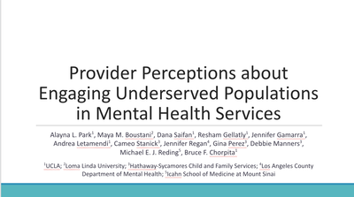 Provider Recommendations for Engaging Underserved Populations in Mental Health Services