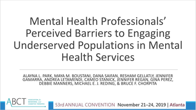 Providers’ Perceived Barriers to Engaging Underserved Populations in Mental Health Services