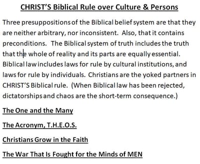 CHRIST’S Biblical Rule over Culture & Persons