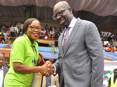 Obaseki’s car, N1m cash gifts to 2nd best teacher in Nigeria excite recipient