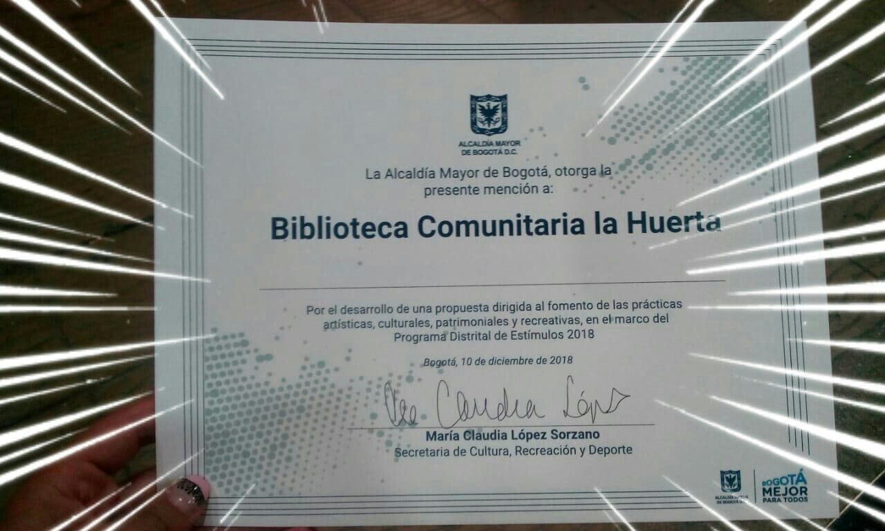 ¡¡¡Mención de honor por parte de la Alcaldía de Bogotá!!!
