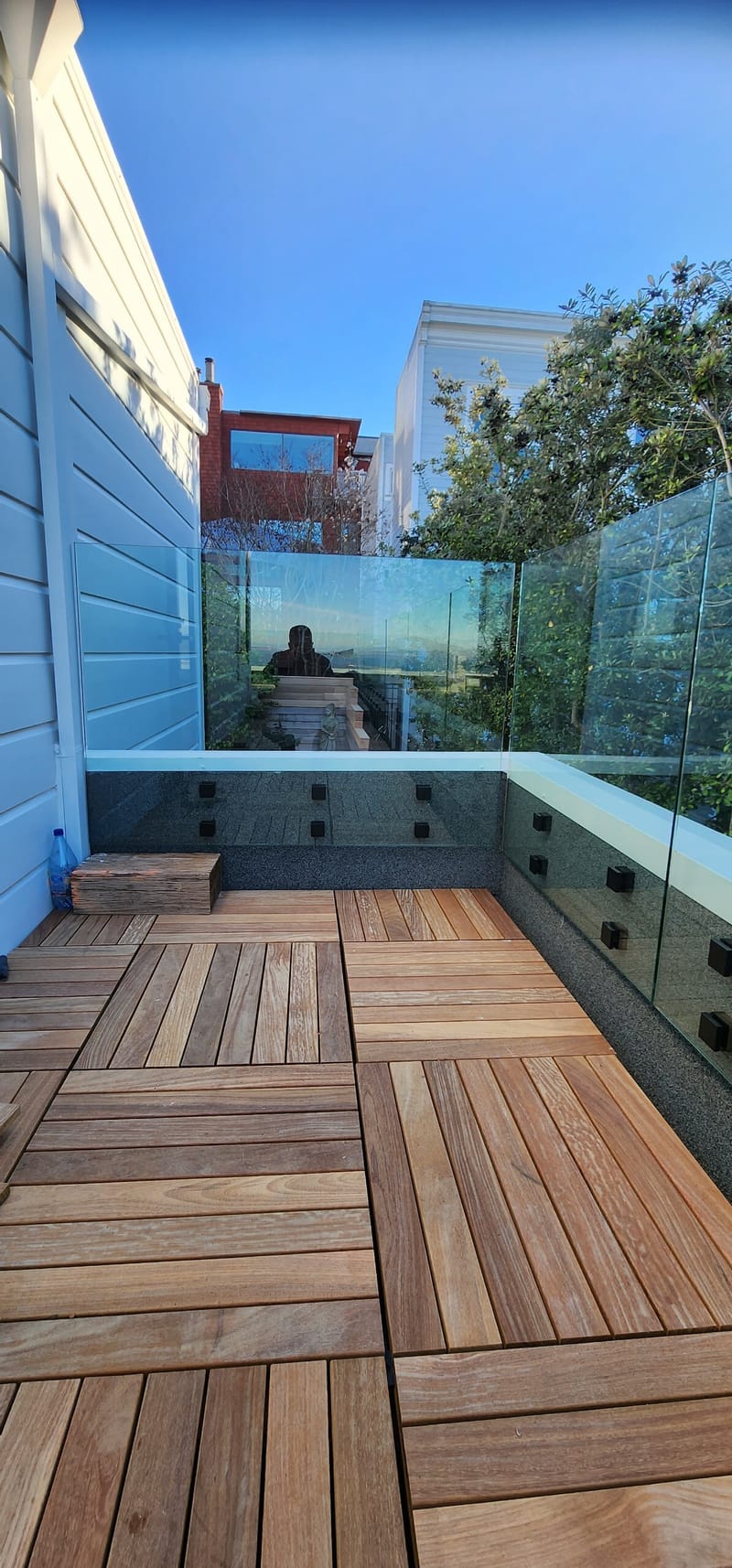 All glass railing with standoff mount integrity glass