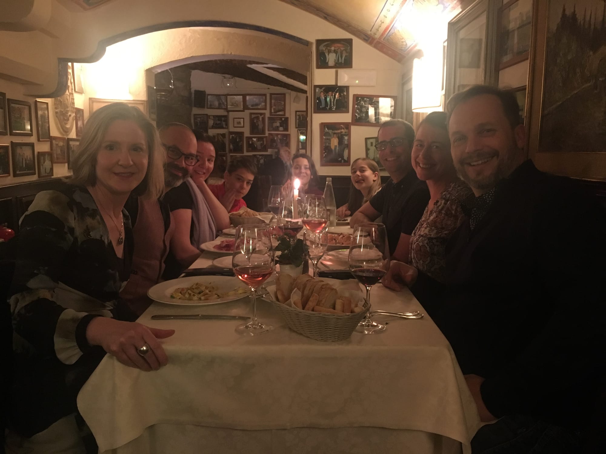 Marvellous dinner with friends - O'Connor/Welchs and Padas in Florence!