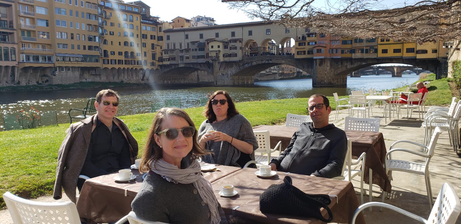 At Sasha's rowing club on the Arno, under the Uffizi