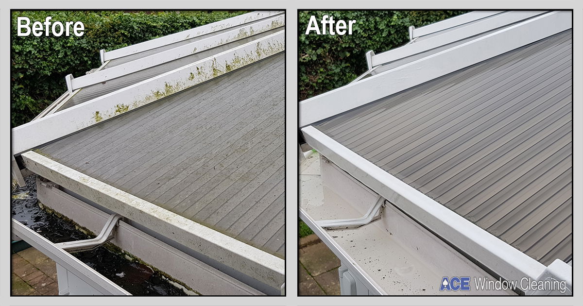 Conservatory roof and gutter clean