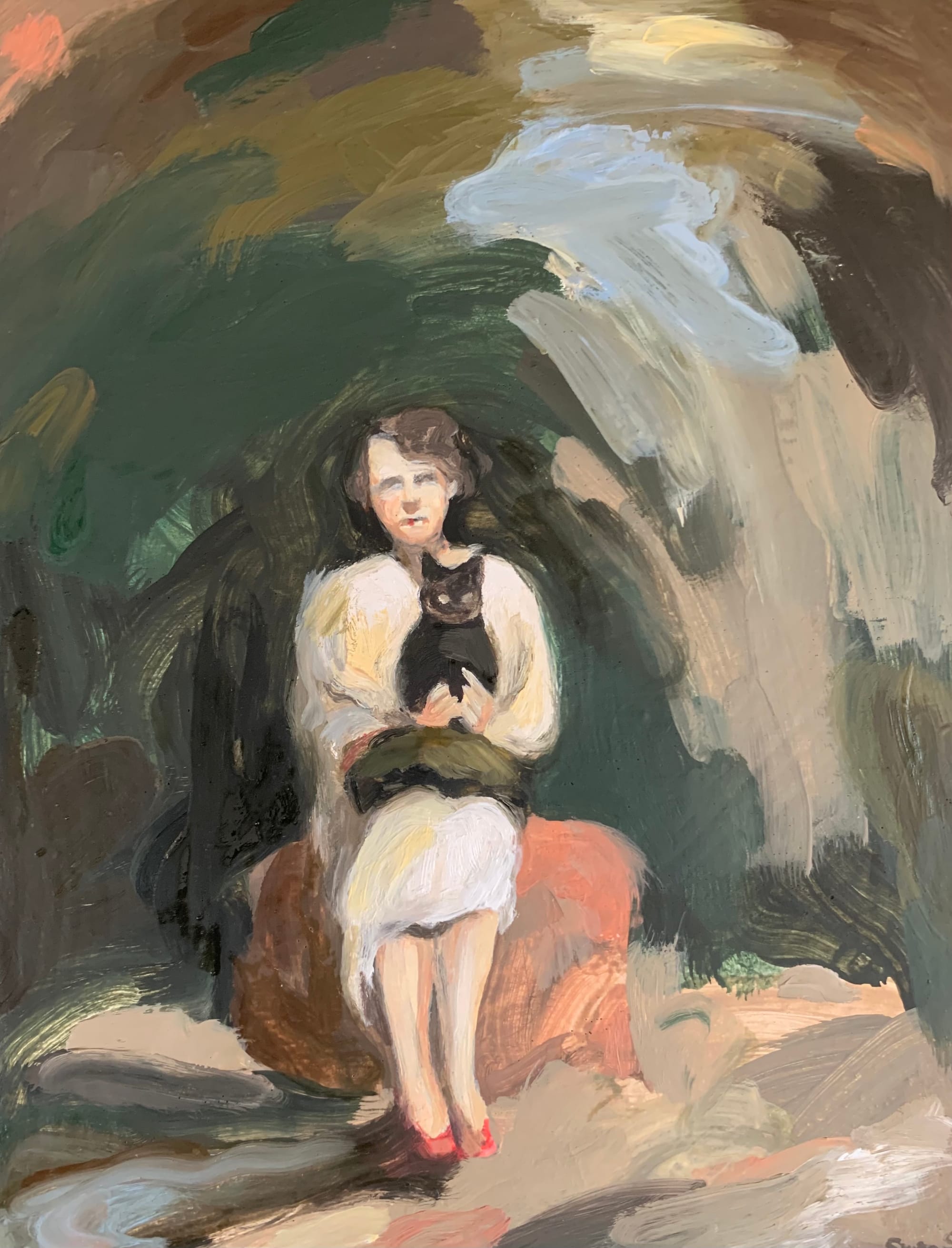 Women with black cat