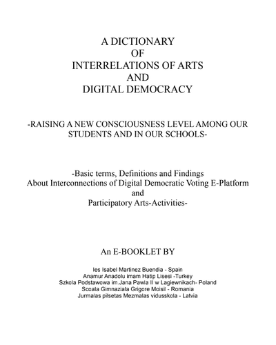 "Dictionary of interrelations of arts and digital democracy"