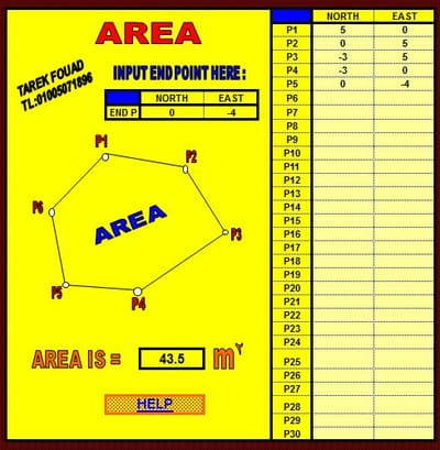 فايل اكسيل لحساب مساحة الترافيرس AREA