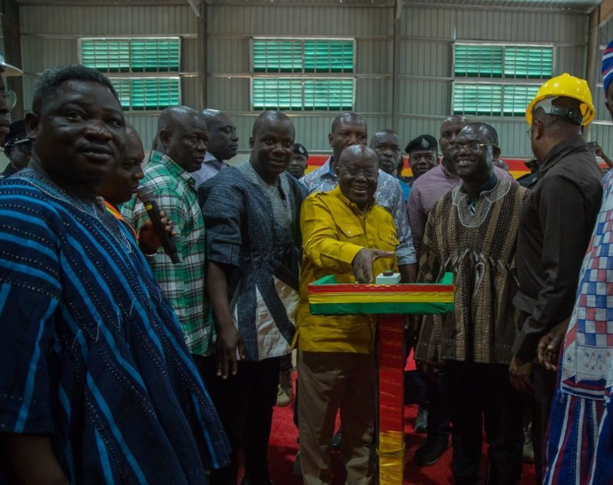 THE PRESIDENT OF THE REPUBLIC OF GHANA ,AKUFO ADDO COMMISSIONS A NEWLY BUILT INTEGRATED RECYLING PROCESSING PLANT IN SAVANNAH REGION-GHANA.