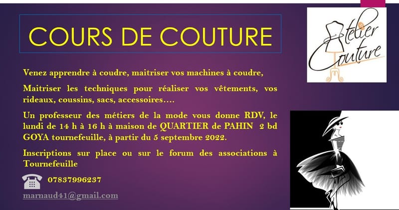 COURS DE COUTURE, vous pourrez dire c'est Moi qui l'ai fait...