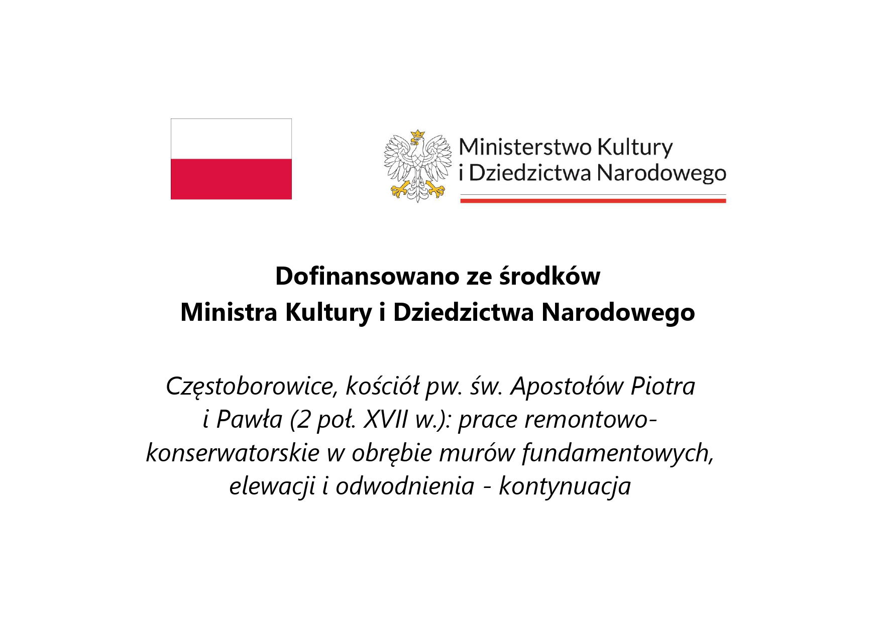 Prace remontowo-konserwatorskie w obrębie murów fundamentowych, elewacji i odwodnienia - kontynuacja