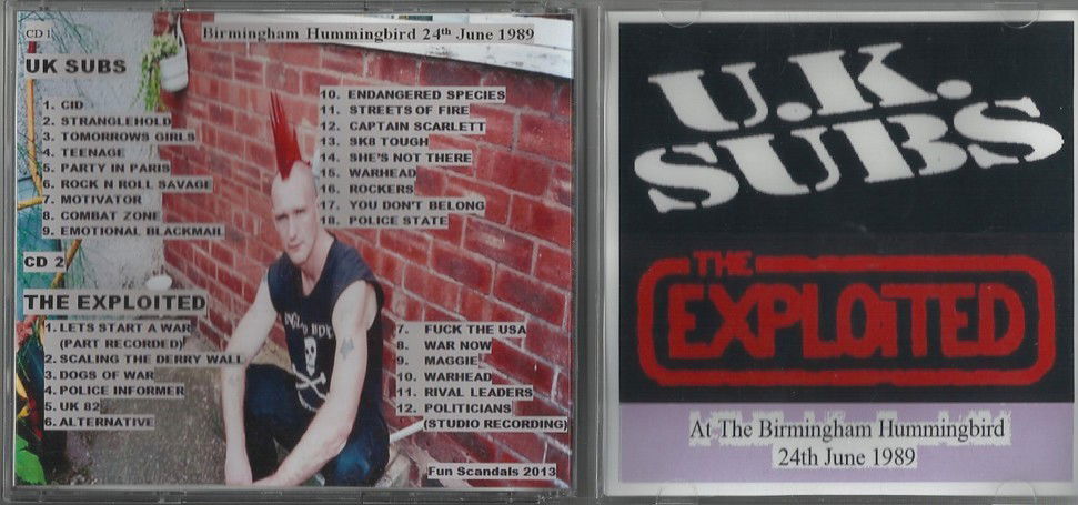 UK. Subs / The Exploited - At the Birmingham Hummingbird 24 th June 1989