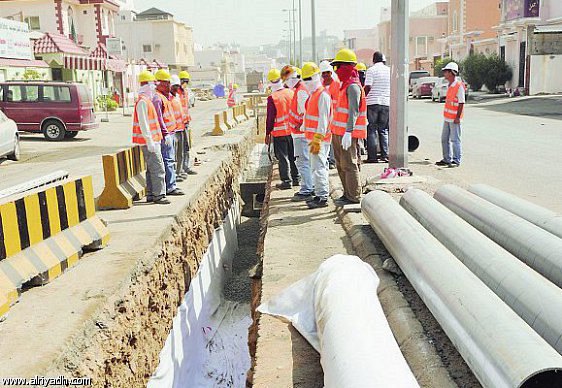 تنفيذ خطوط الرديفه بقرى الاحساء لشركة المياه