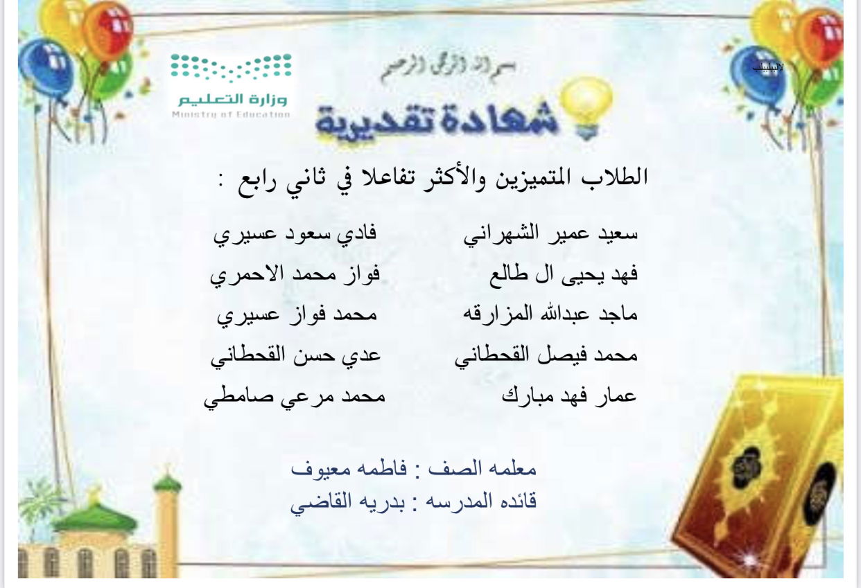 ابداعات المعلمة فاطمة معيوف ب الرونة ٢