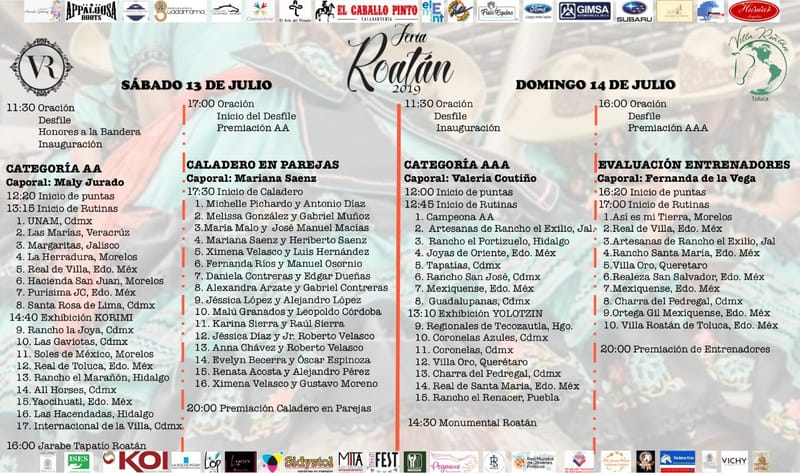 Programa de la Feria de Escaramuzas Villa Roatán 2019
