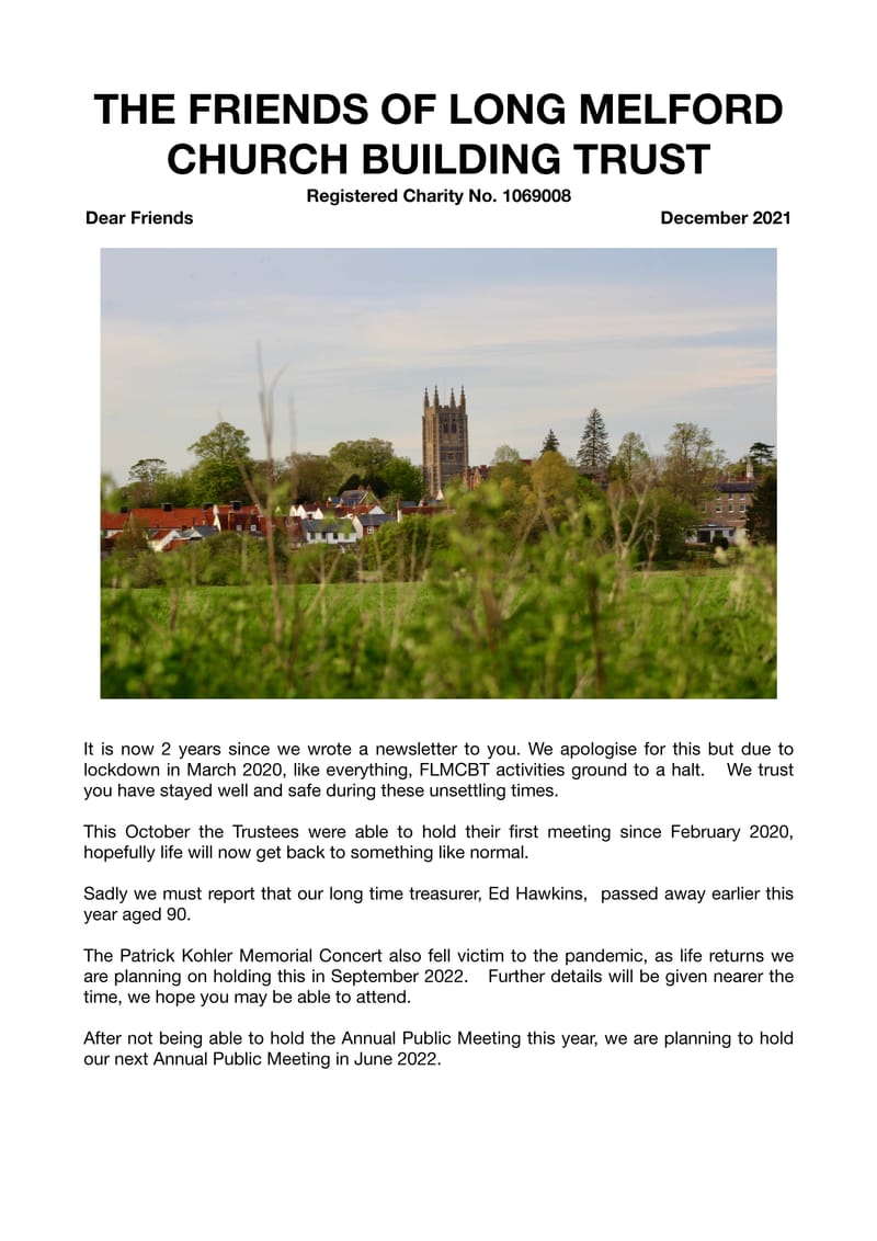 The Friends of Long Melford Church Building Trust Newsletter - Dec 2021