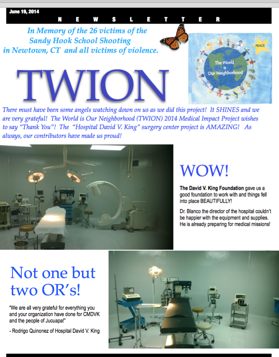 TWION Medical IMPACT Jucuapa,  El Salvador.  The  David V. King Surgery Center 2014