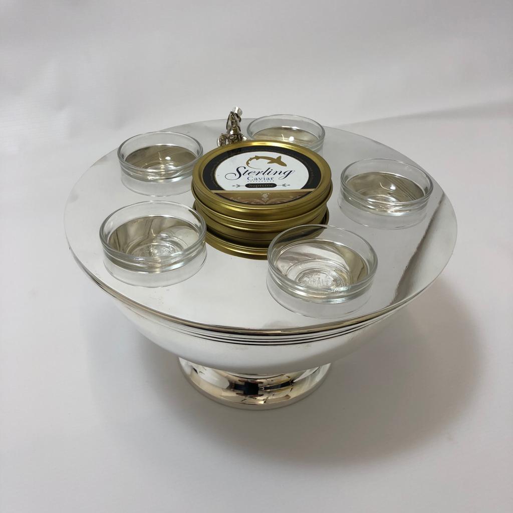 Silver caviar server