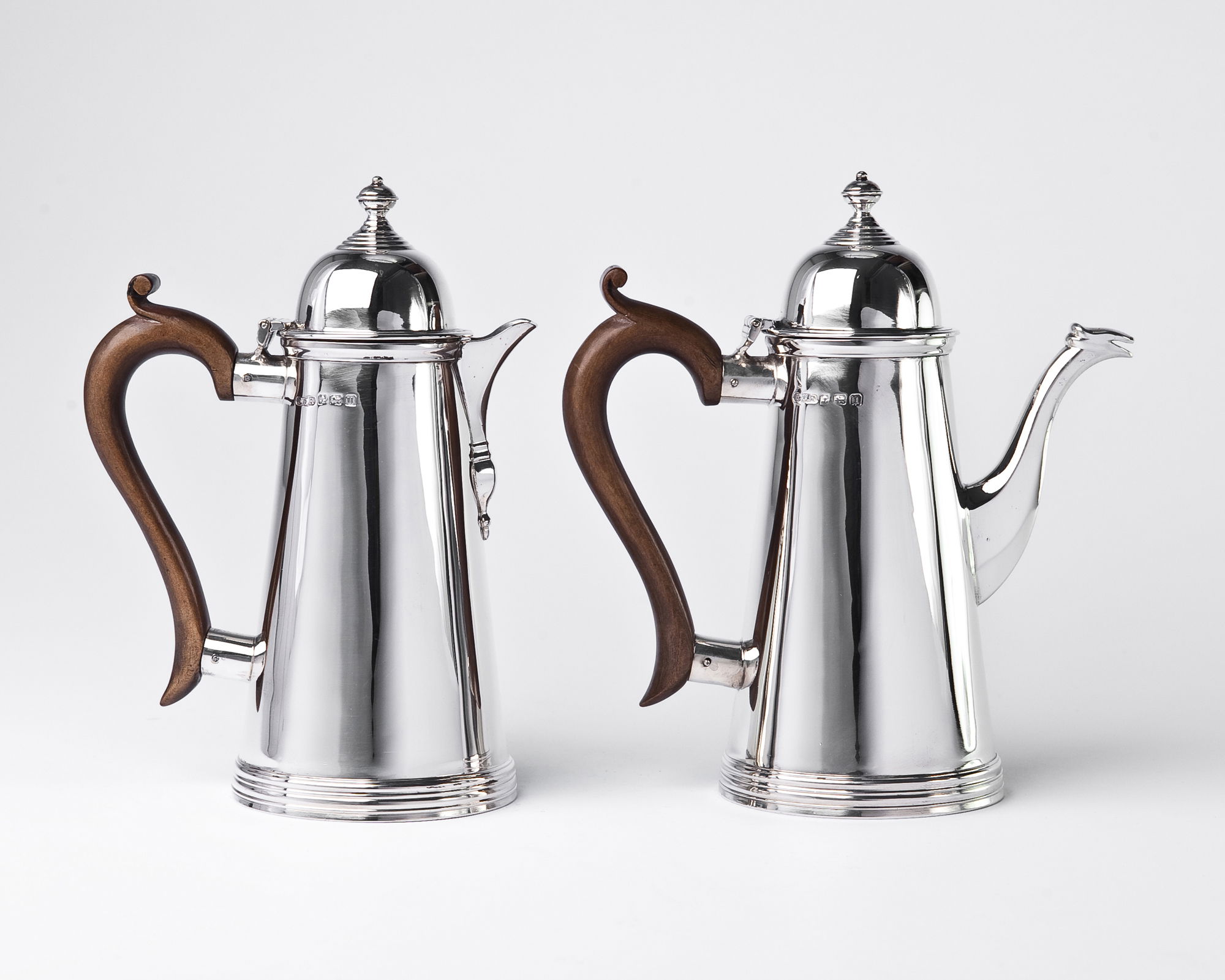 Silver café au lait pots