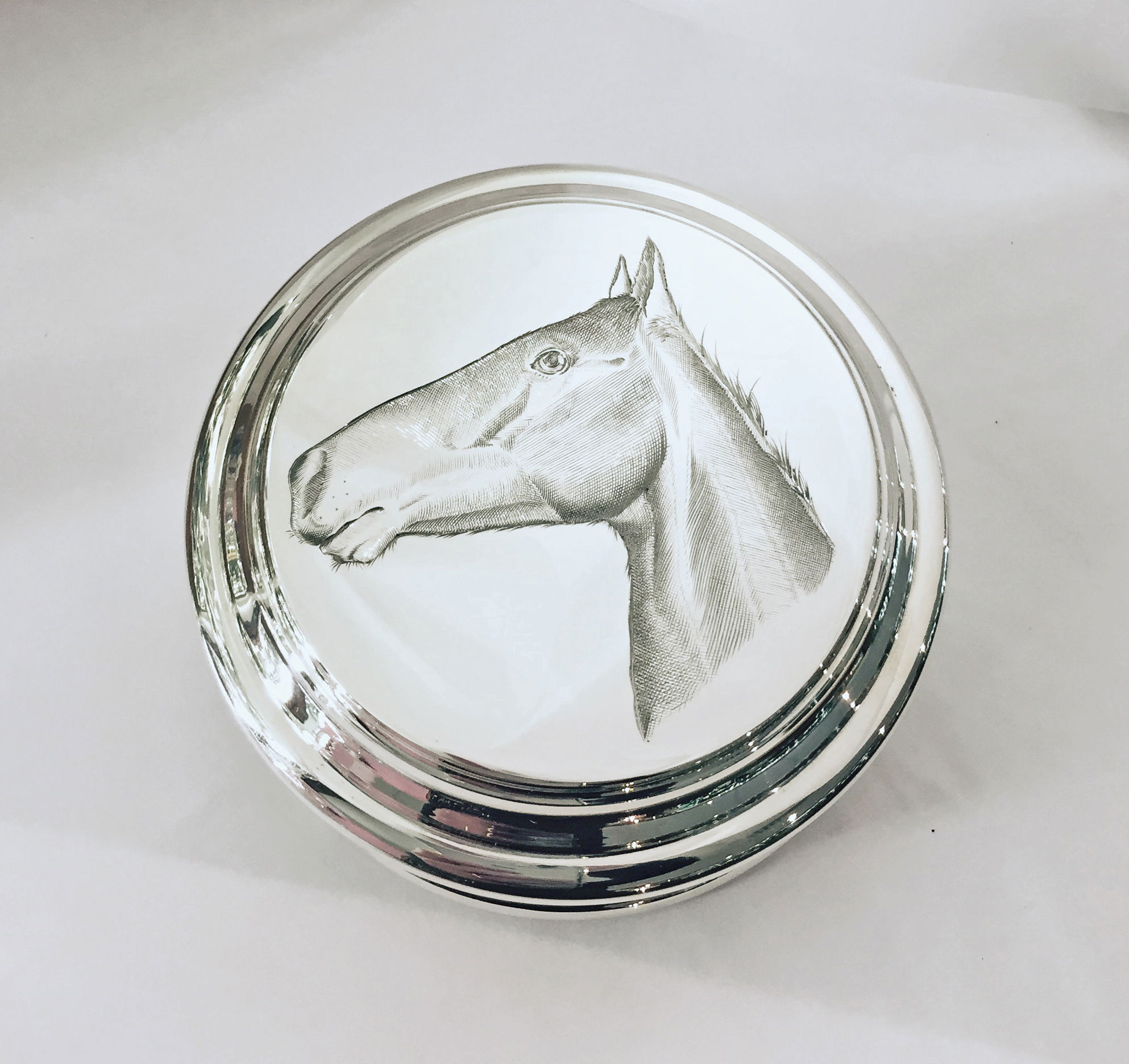 Engraved silver trinket box