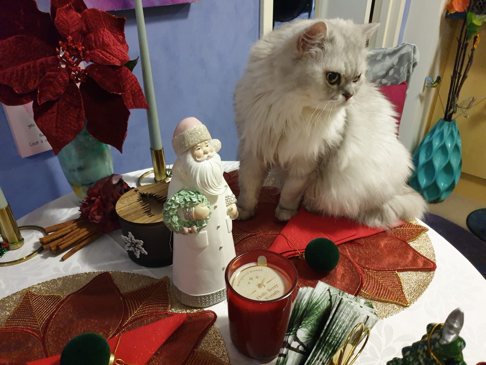 Bellamy is taking in all details of the decoration