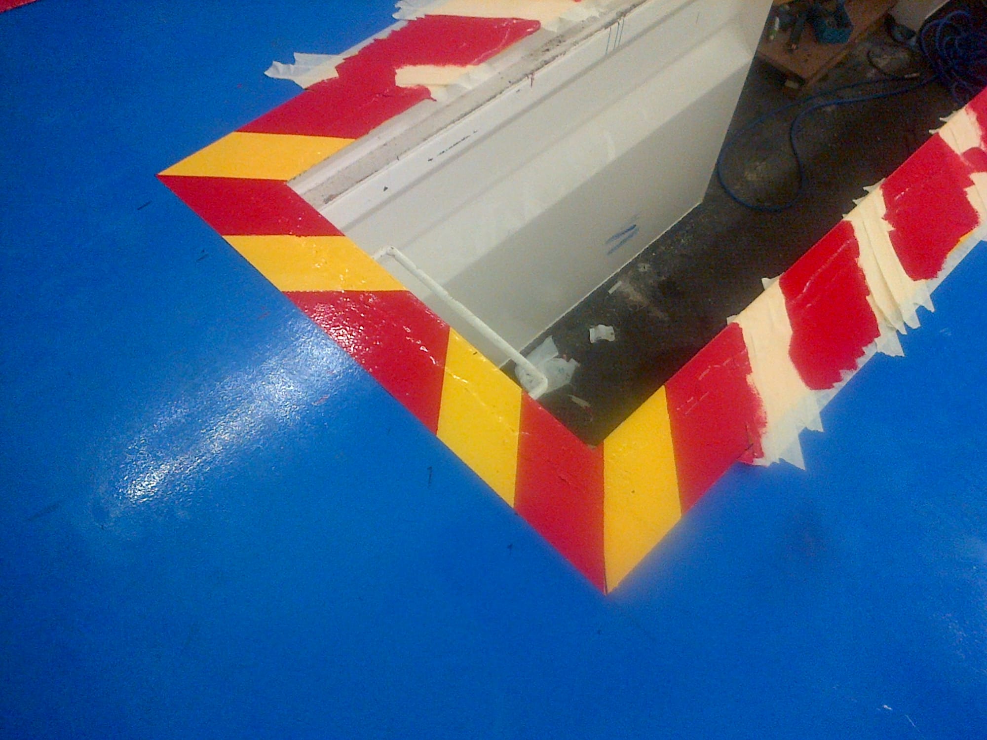 Safety warning markings, always a good idea with open inspection pits.