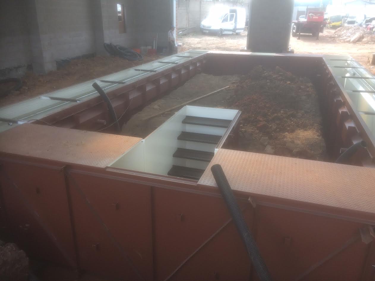 Connections being made for air and electrical supplies, nearl ready for concrete.