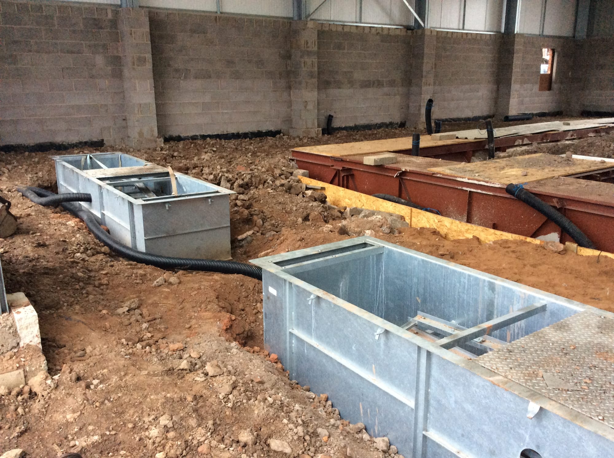 Brake Tester pits with service ducts being prepared prior to concrete.