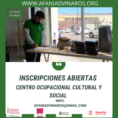 inscripciones abiertas de nuestro centro de ocupacional cultural y social