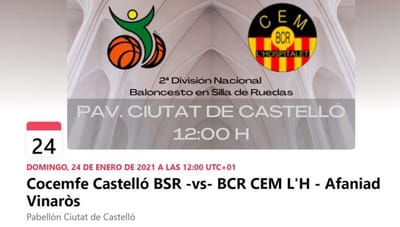 Primer partido de la temporada del BCR CEM L’H-AFANIAD VINAROS en tierras castellonenses