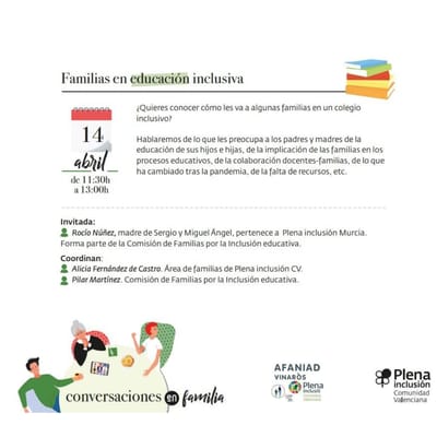 Segunda sesión  conversaciones en familia: Familias en educación inclusiva