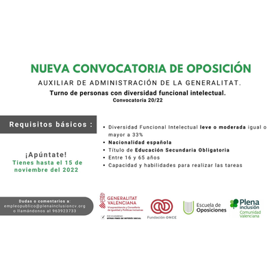 Nueva convocatoria de Oposiciones para la Comunidad Valenciana!