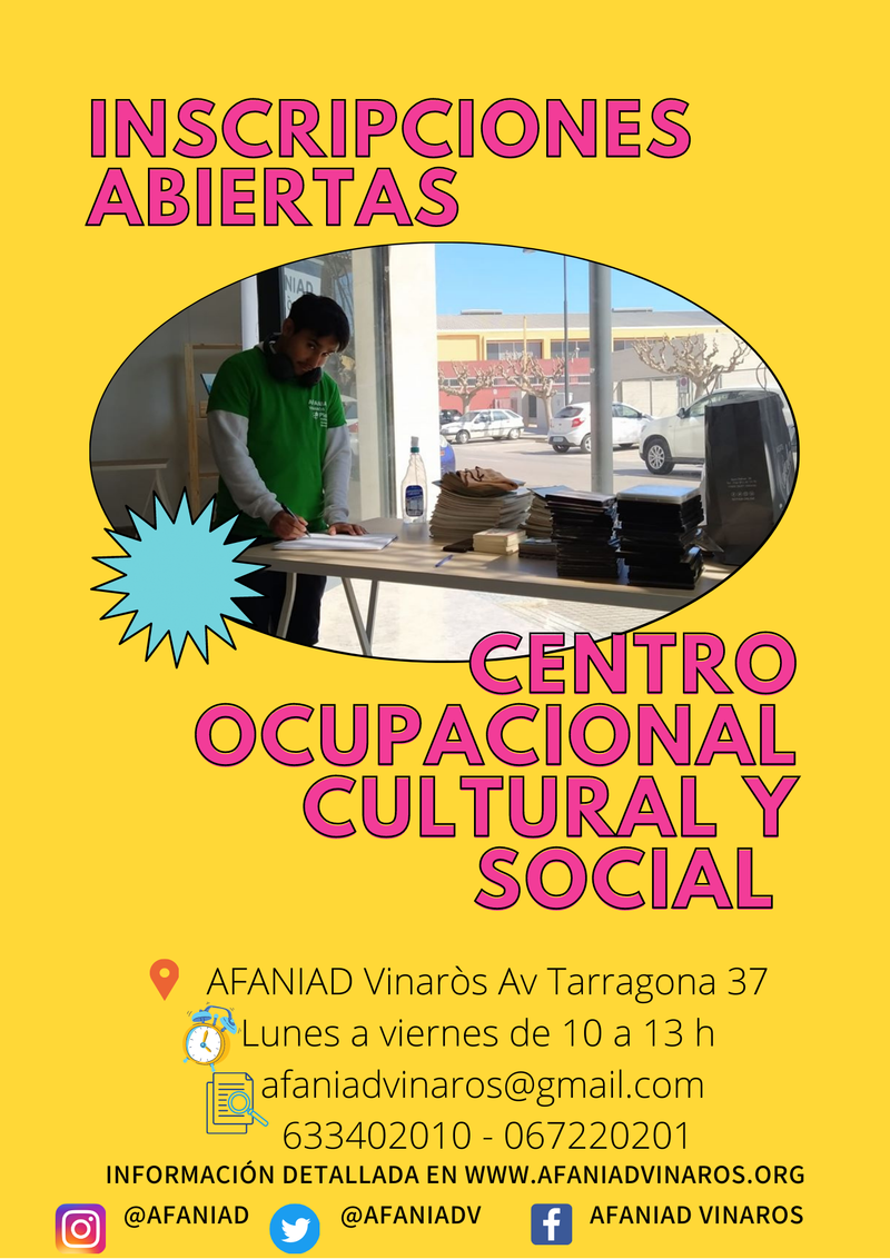 inscripciones abiertas de nuestro centro de ocio cultural y social