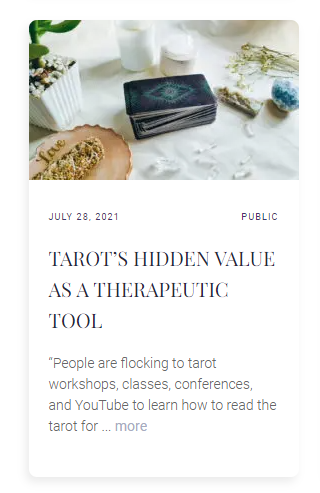 Tarot's Hidden Value As A Therapeutic Tool by Heather Hardison, PhD.