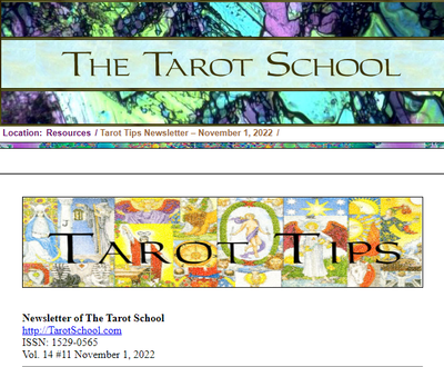 I'm featured in the November Edition of The Tarot School: Tarot Tips Newsletter. Check it out!