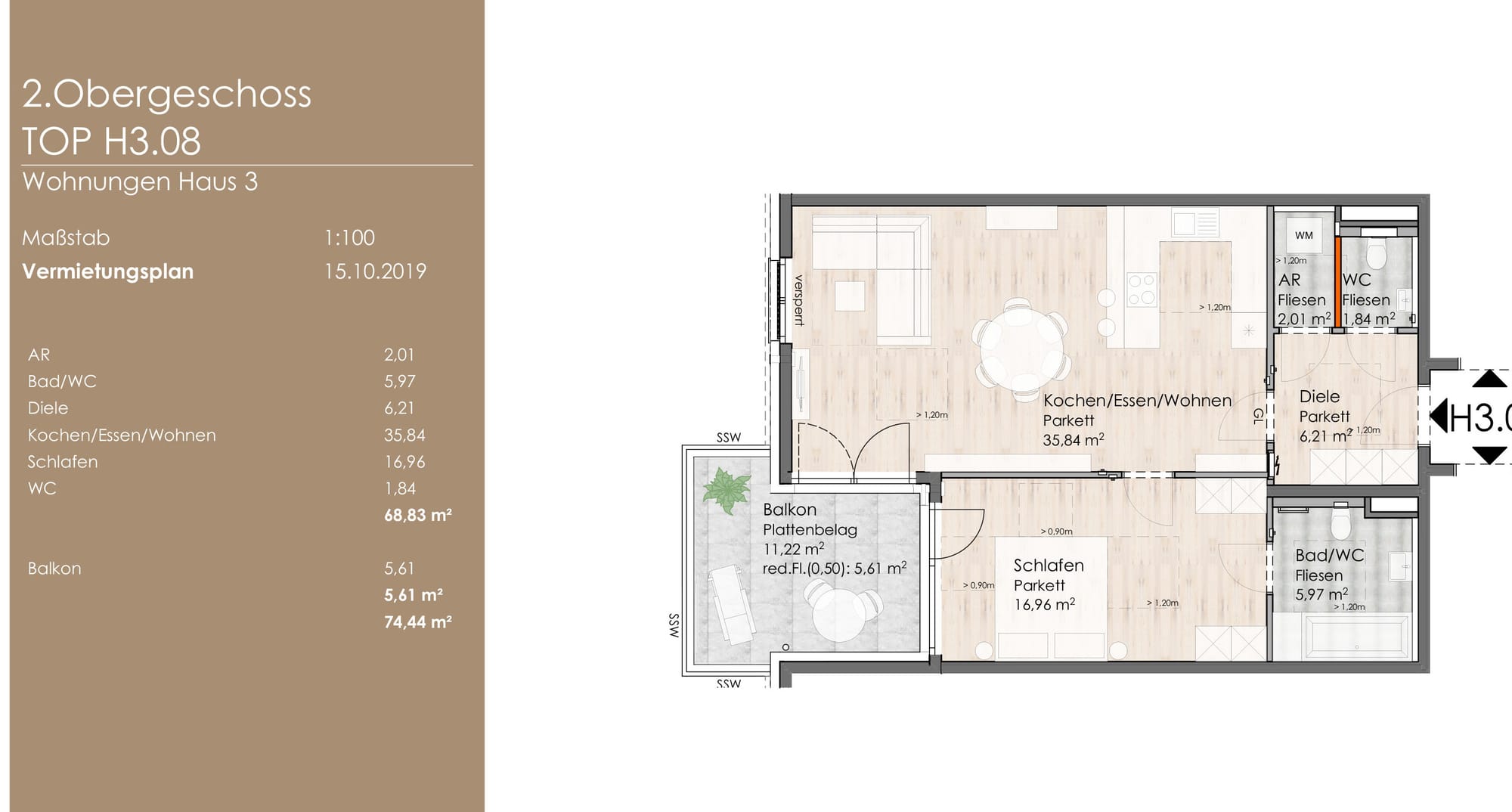 Wohnung 8  - 74,44 qm (Salzburger Straße 1)  - vermietet