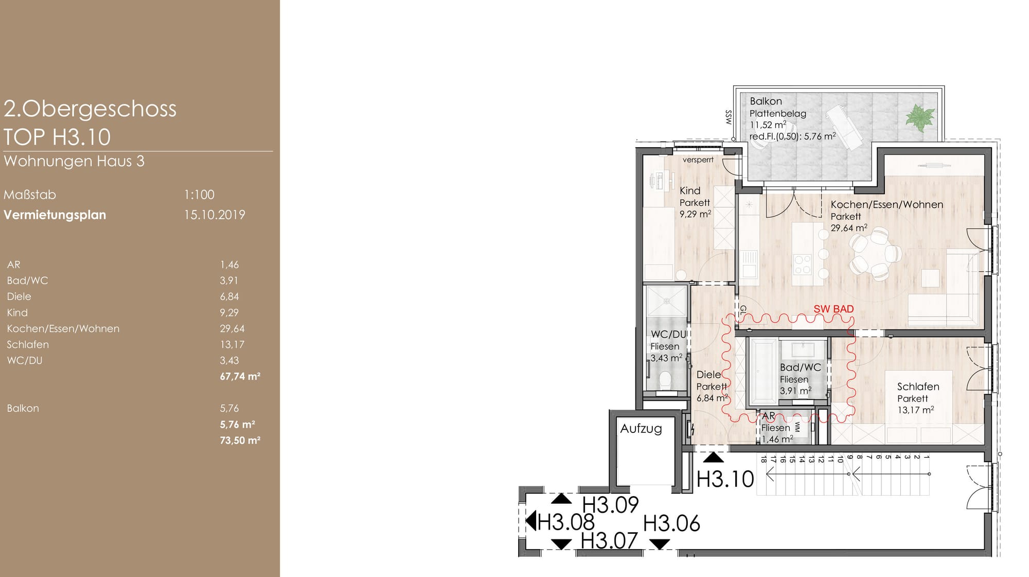 Wohnung 10 - 73,50 qm (Salzburger Straße 1) - vermietet